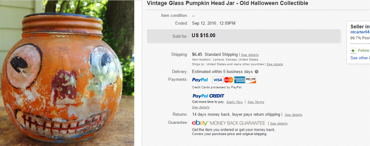 Vintage Glass Pumpkin Head Jar - Old Halloween Collectible — Halloween