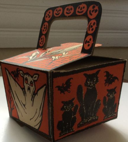 Halloween Beistle Rare Antique Nut Candy Basket 1920 Witch Ghost Cat ...