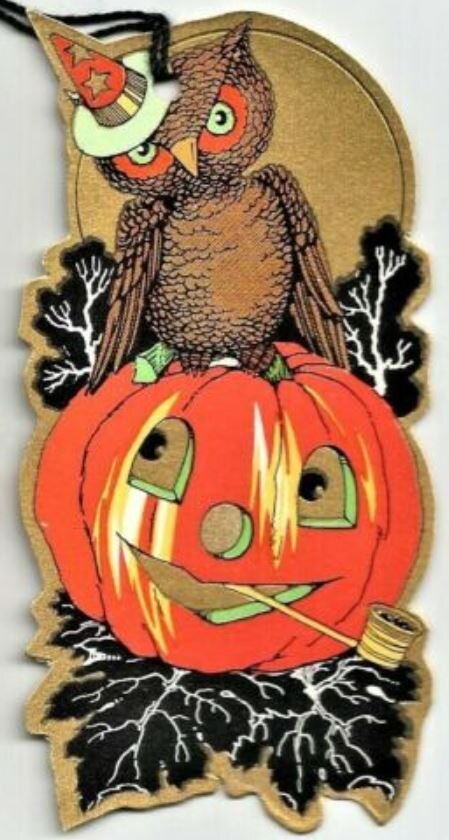 Vintage 1930's Cardboard Halloween Decor // Classroom Decorations // Owl and Moon Halloween Decor
