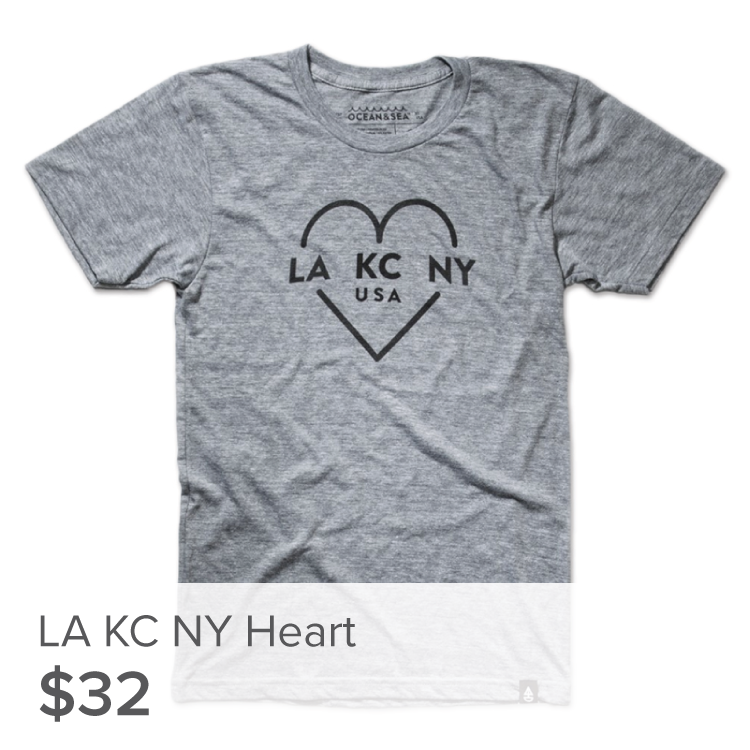 LA KC NY Heart Shirt