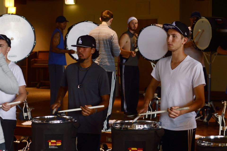 Tommy Roam, Mike Cavanaugh, Donte Cleveland, Jason Schladweiler, Ryan Ellis, and long-time instructor Ryan Lamb rehearsing at the Bluecoats Spring Training facilities. 