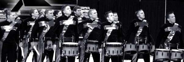 Jeff Brooks (foreground) performs in the Rhythm X snare line.