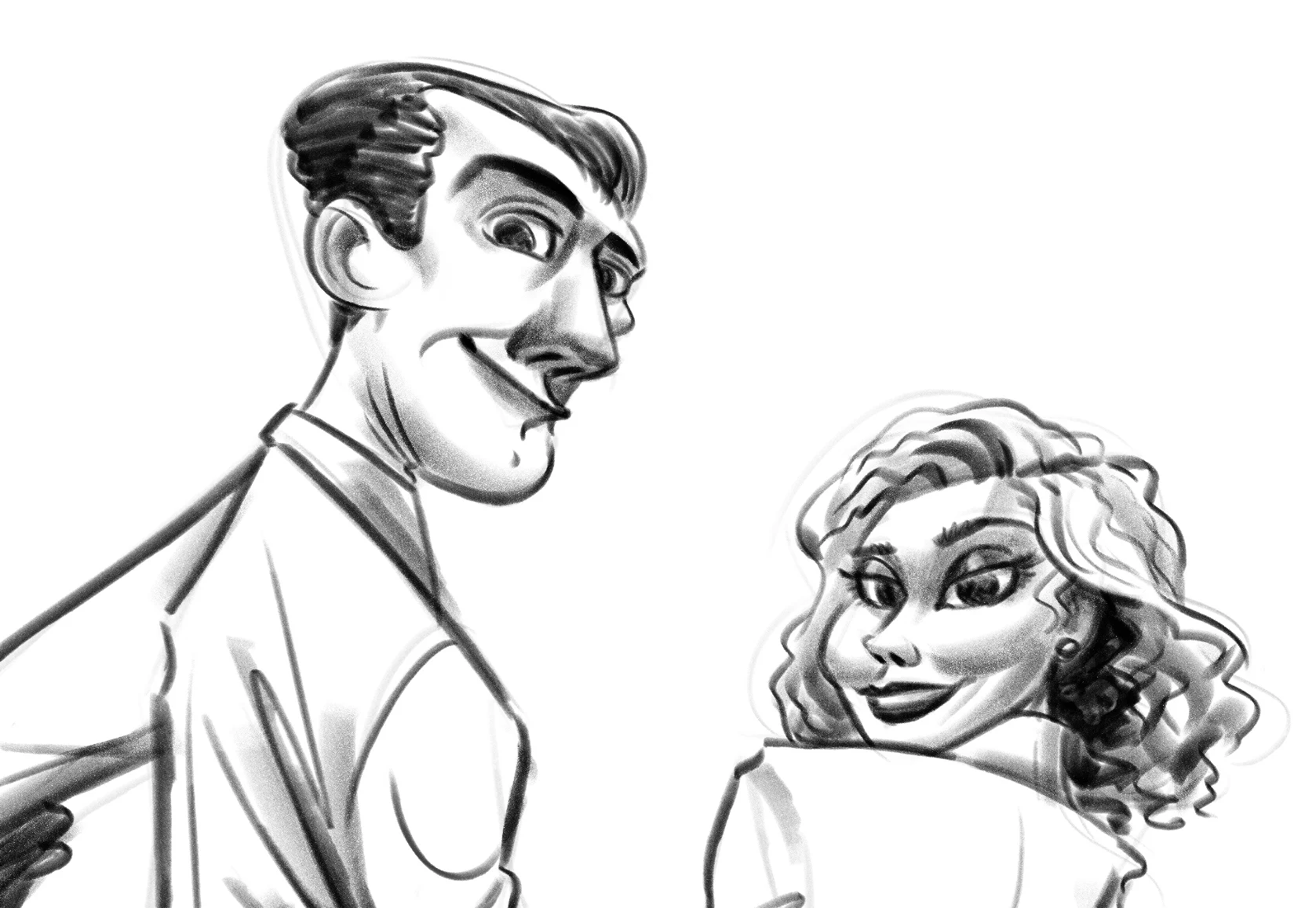 Sketch: Couple Walking Away