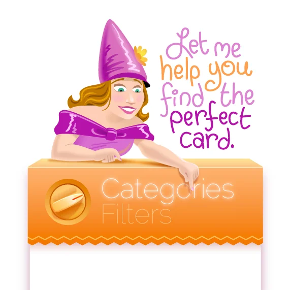 Card Finder • Character design encouraging customers to search for greeting cards. Client: Card Gnome