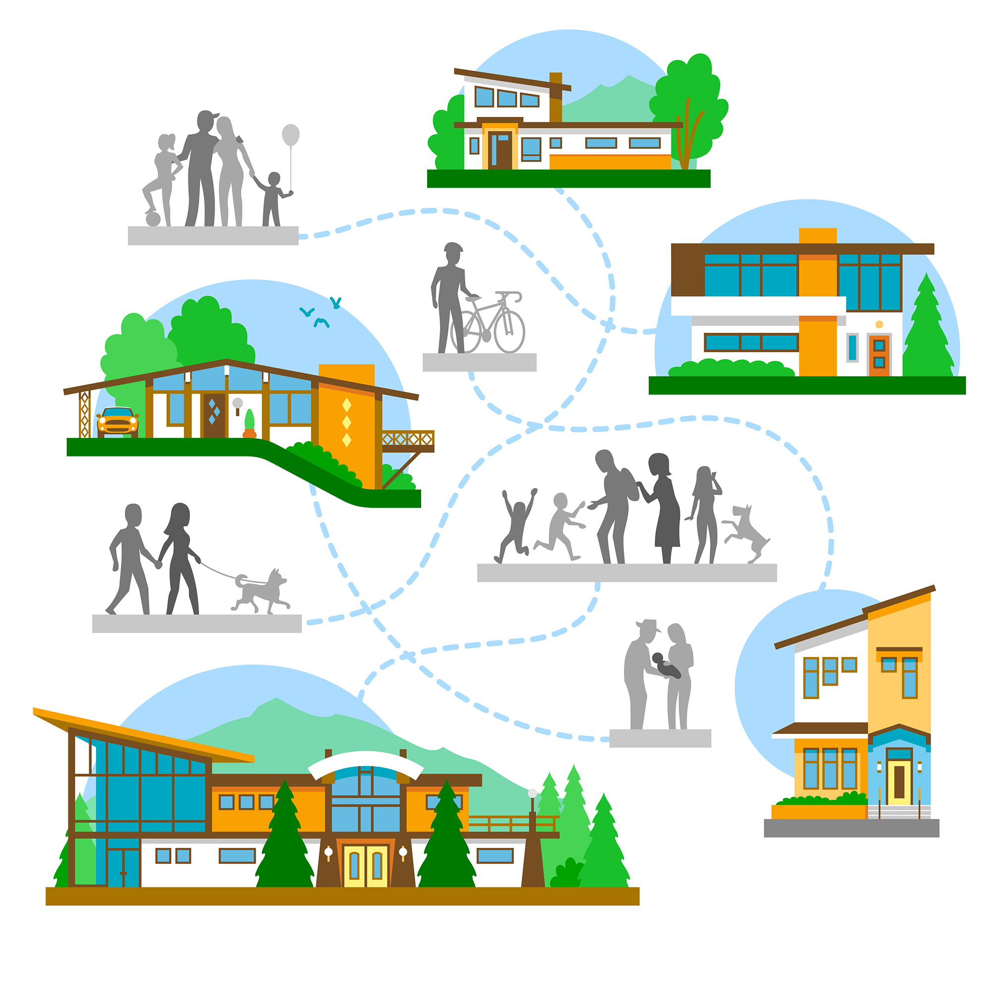 Modern Homes • An illustration for a real estate agency that focuses on modern architecture. Client: Mod Boulder