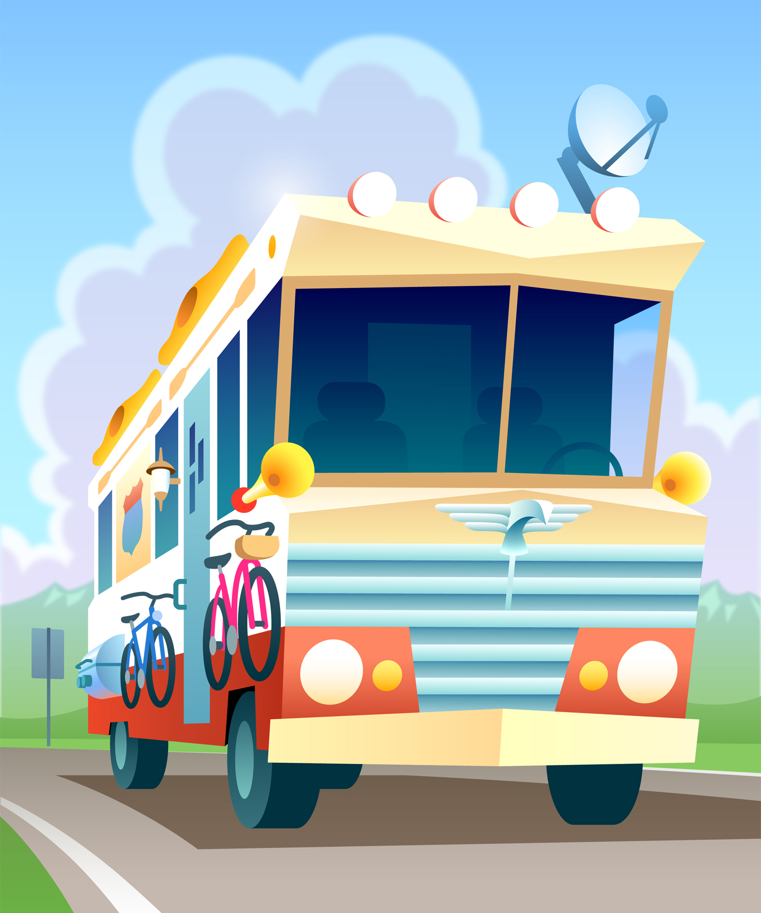 The "Winnebagel" • A souped up RV for a kid-friendly city guide about a traveling family. Client: Trip Jones