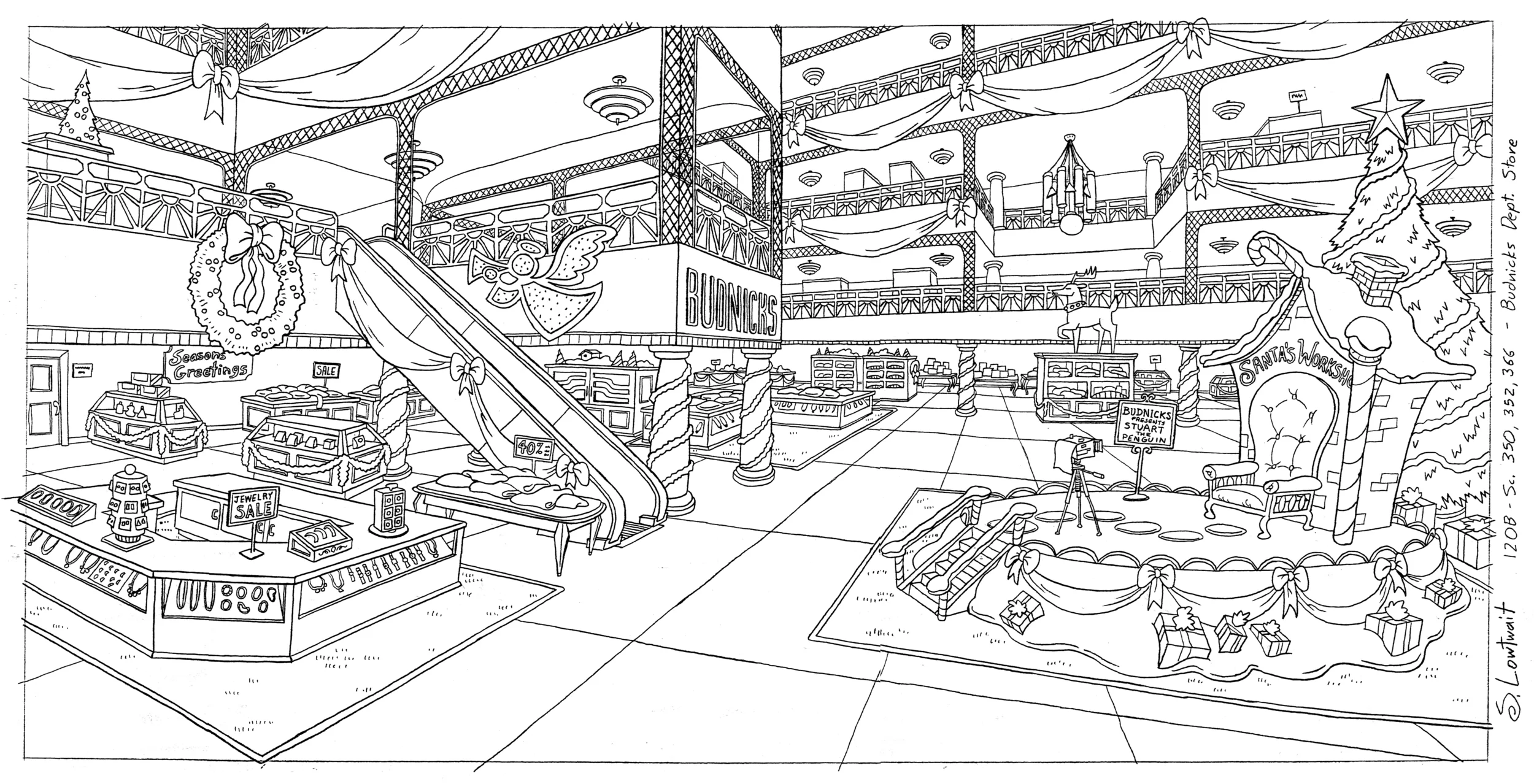 Budnick's Department Store during the Christmas shopping season, a grand interior.