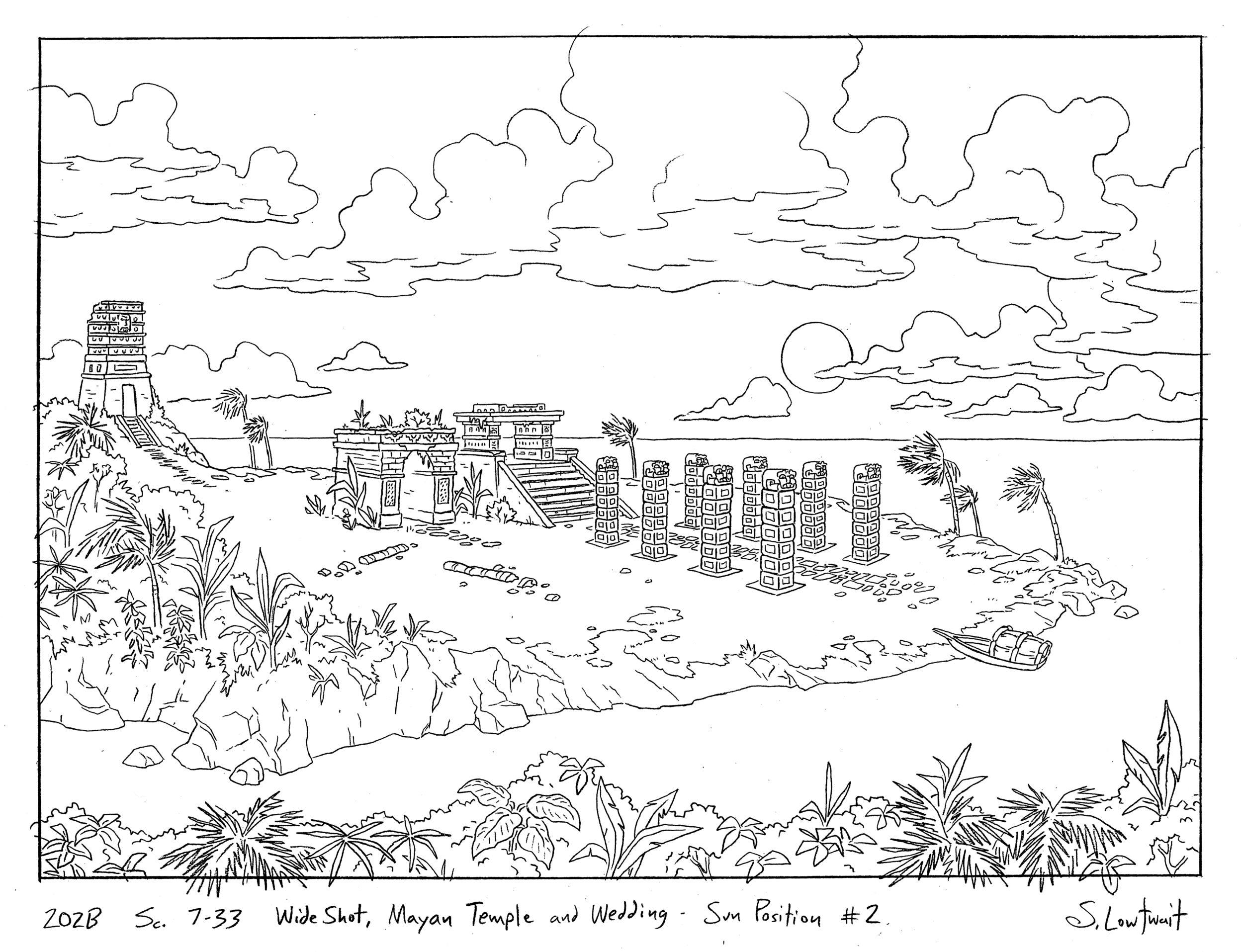 The idyllic tropical setting where Arnold's parents got married - the ruins of a Mayan temple at sunset.