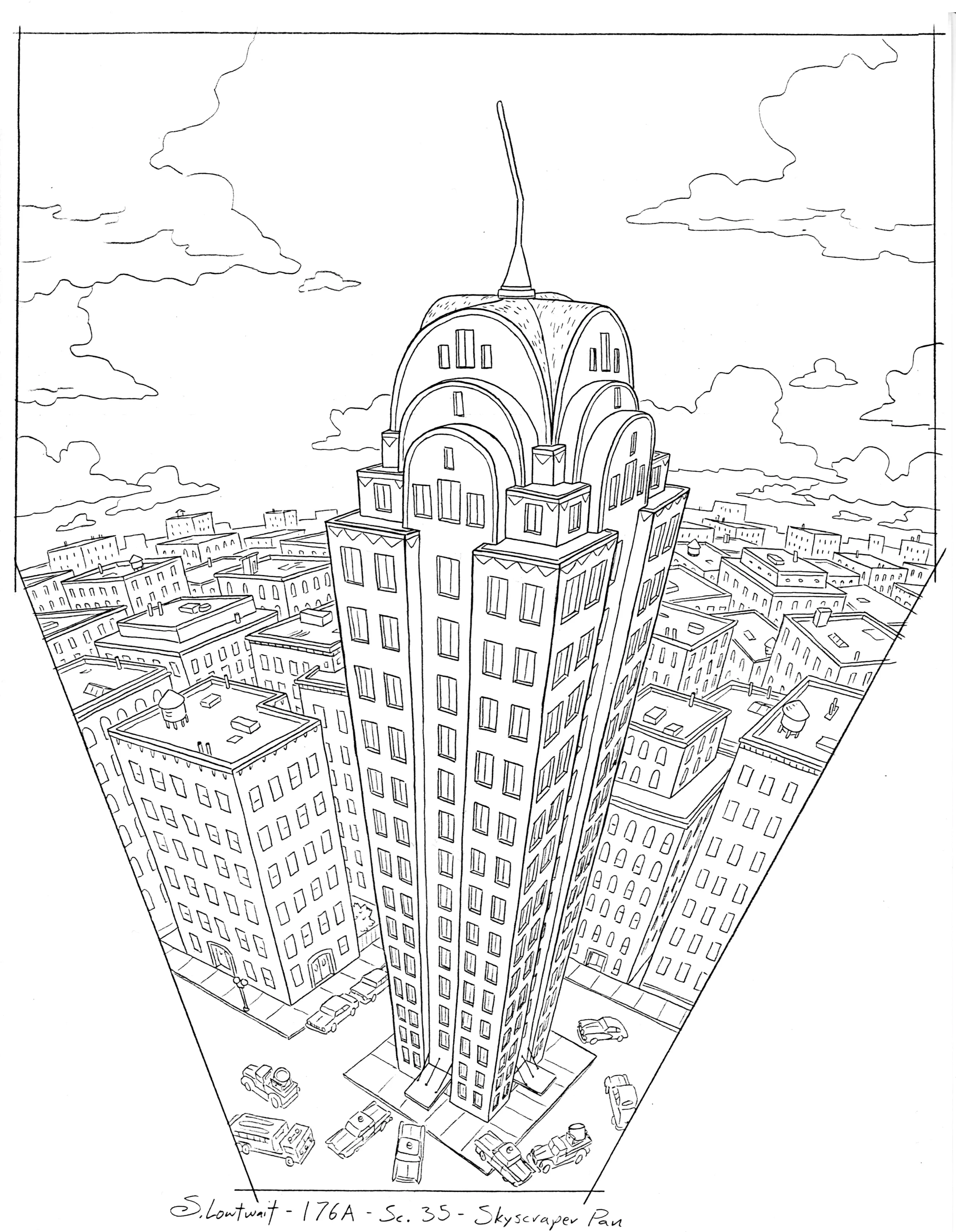 From a King Kong fantasy sequence, this epic shot pans upward across many, many windows.