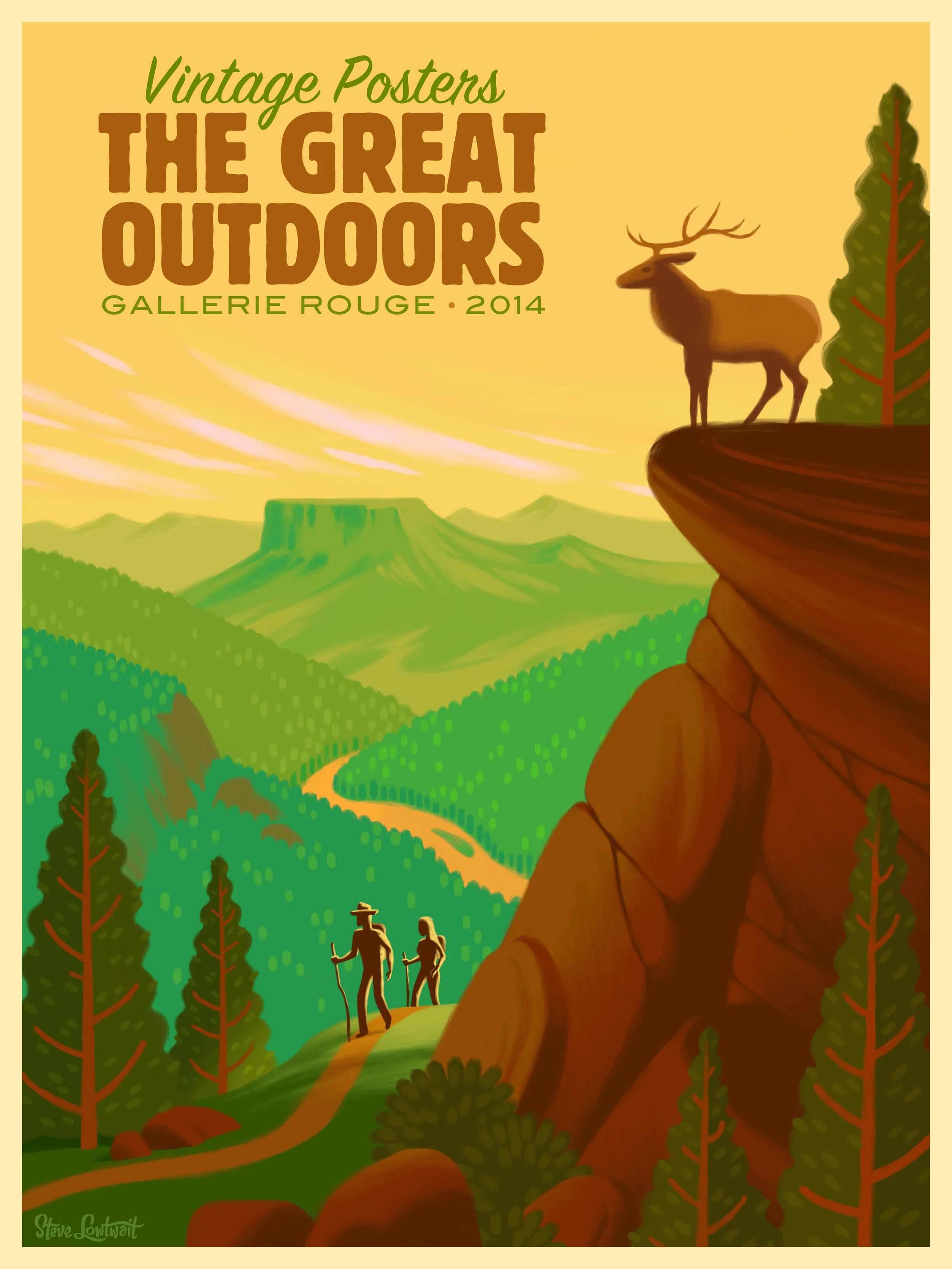 The Great Outdoors • This poster was created for an art gallery opening that specializes in vintage poster art. Client: Gallerie Rouge
