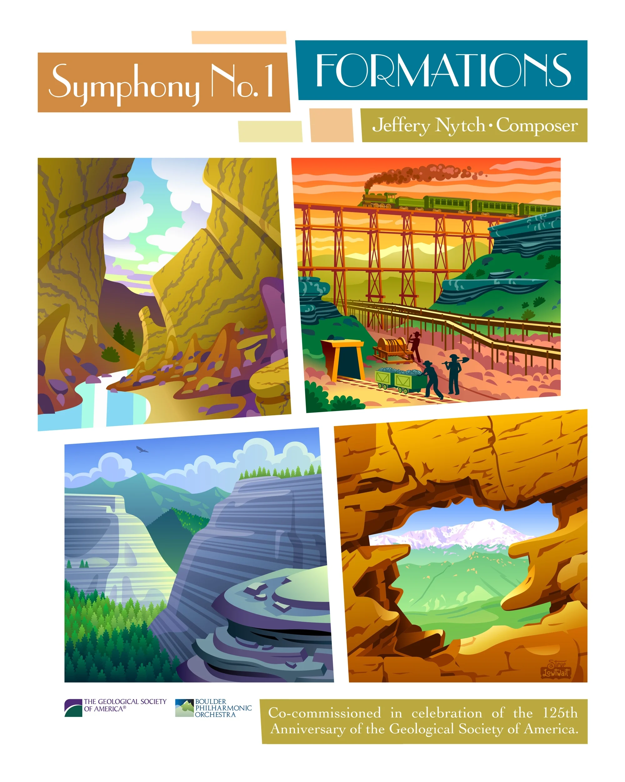 Formations Symphony • Each section of this poster captures the music in a four part symphony about geologic history. Client: The Geological Society of America