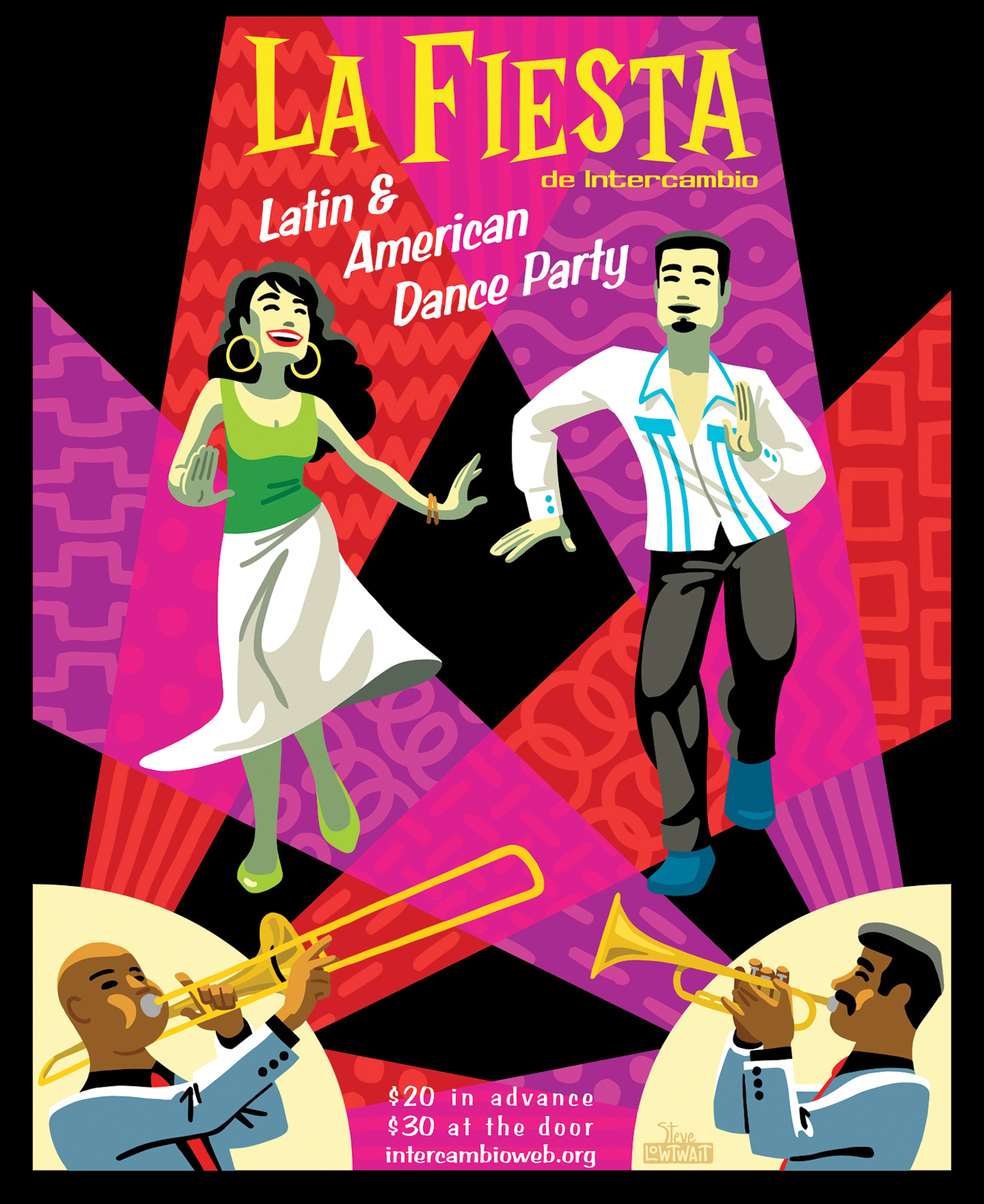 La Fiesta • A poster for a dance party to raise money for multi-cultural education. Client: Intercambio