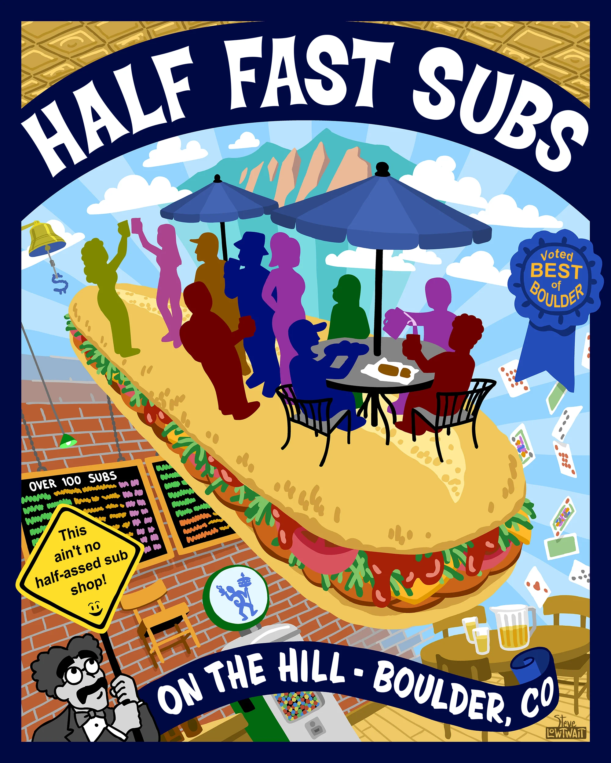 Half Fast Subs • Commissioned for a sub shop near a university campus. Client: Half Fast Subs