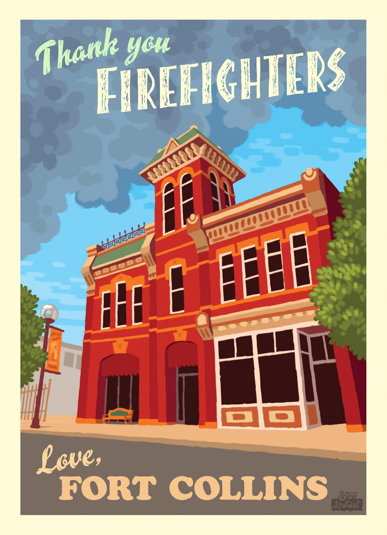 High Park Fire - Fort Collins, Colorado, 2012. • Smoke flumes from the fire float over the town's historic firehouse. It was the third most destructive wildfire in Colorado's history.