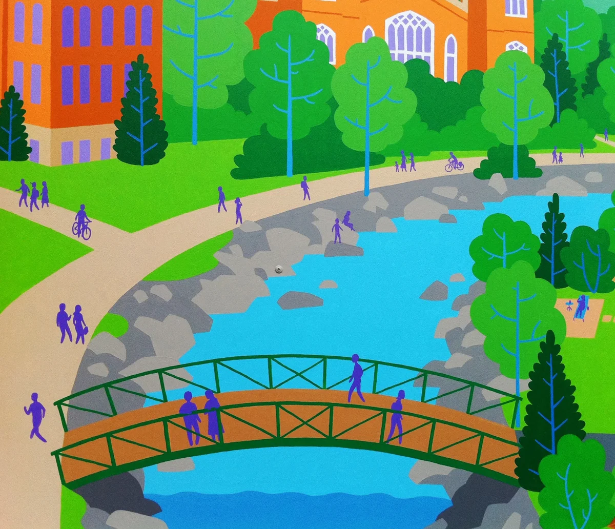 A footbridge over Boulder Creek.