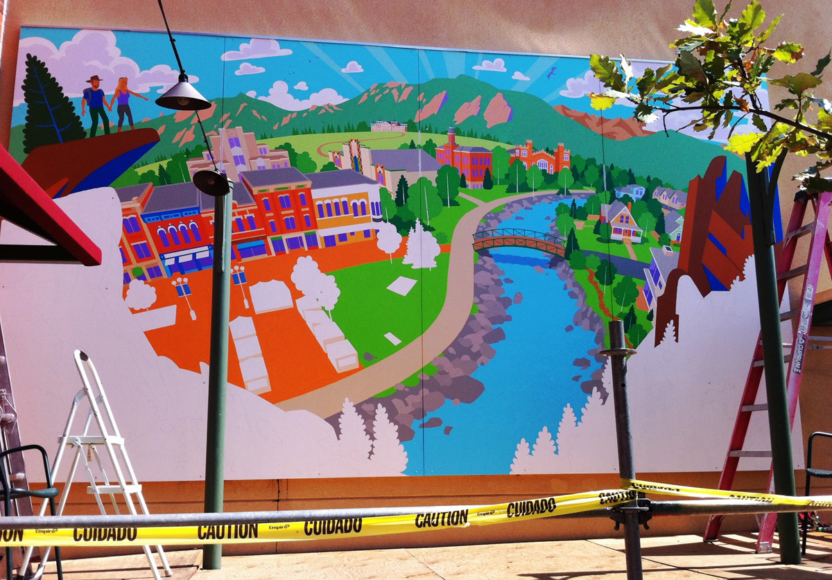 Most of the center of the mural was taking shape at this point.