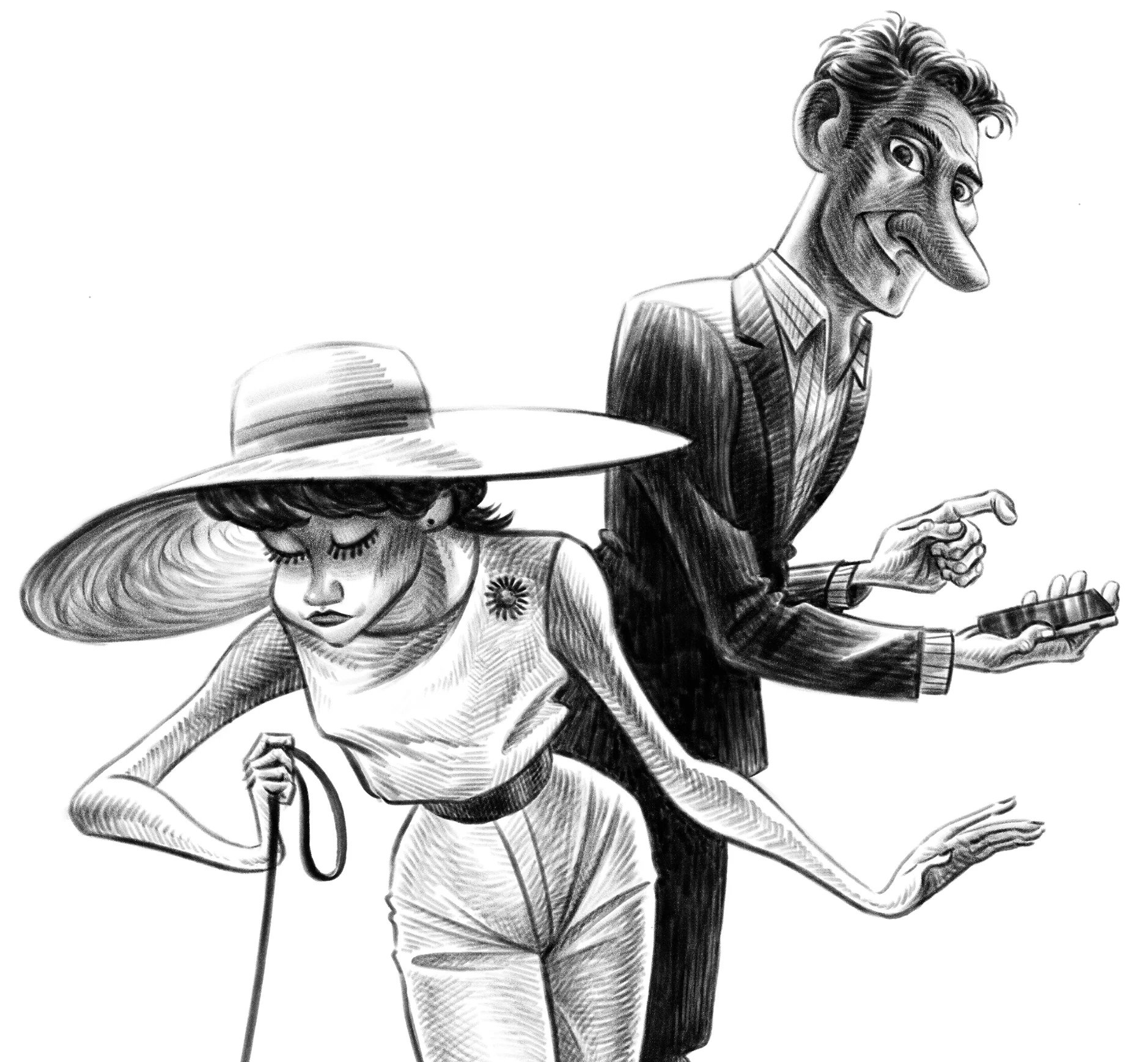 Drawing: Woman, Man, Dog