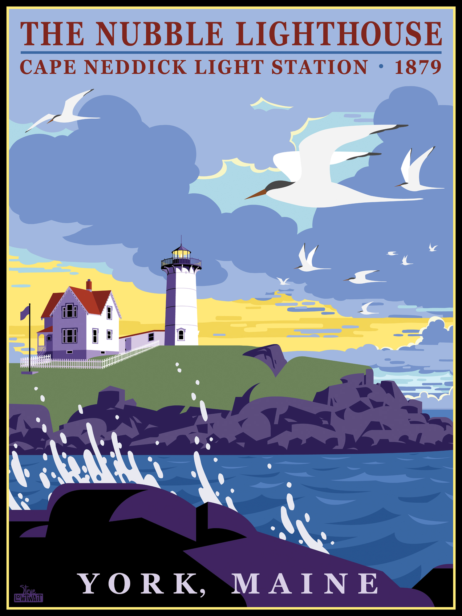 Nubble Lighthouse. York, Maine poster — Steve Lowtwait Art - Artwork by  Steve Lowtwait