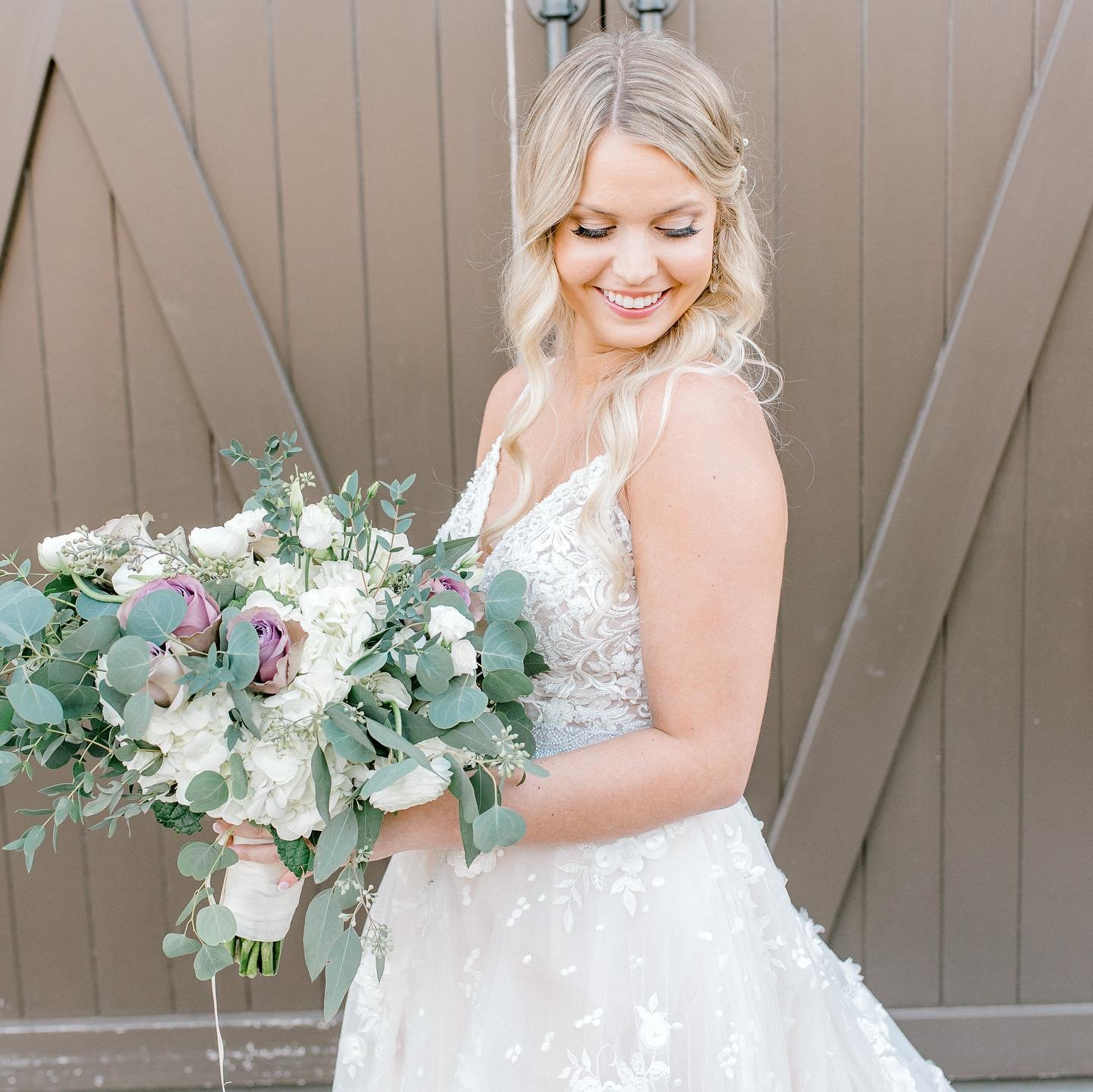 Sweet Magnolia estate charlotte NC soft glam bridal makeup looking down to show eye makeup