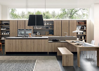 Combined kitchen and dining area
