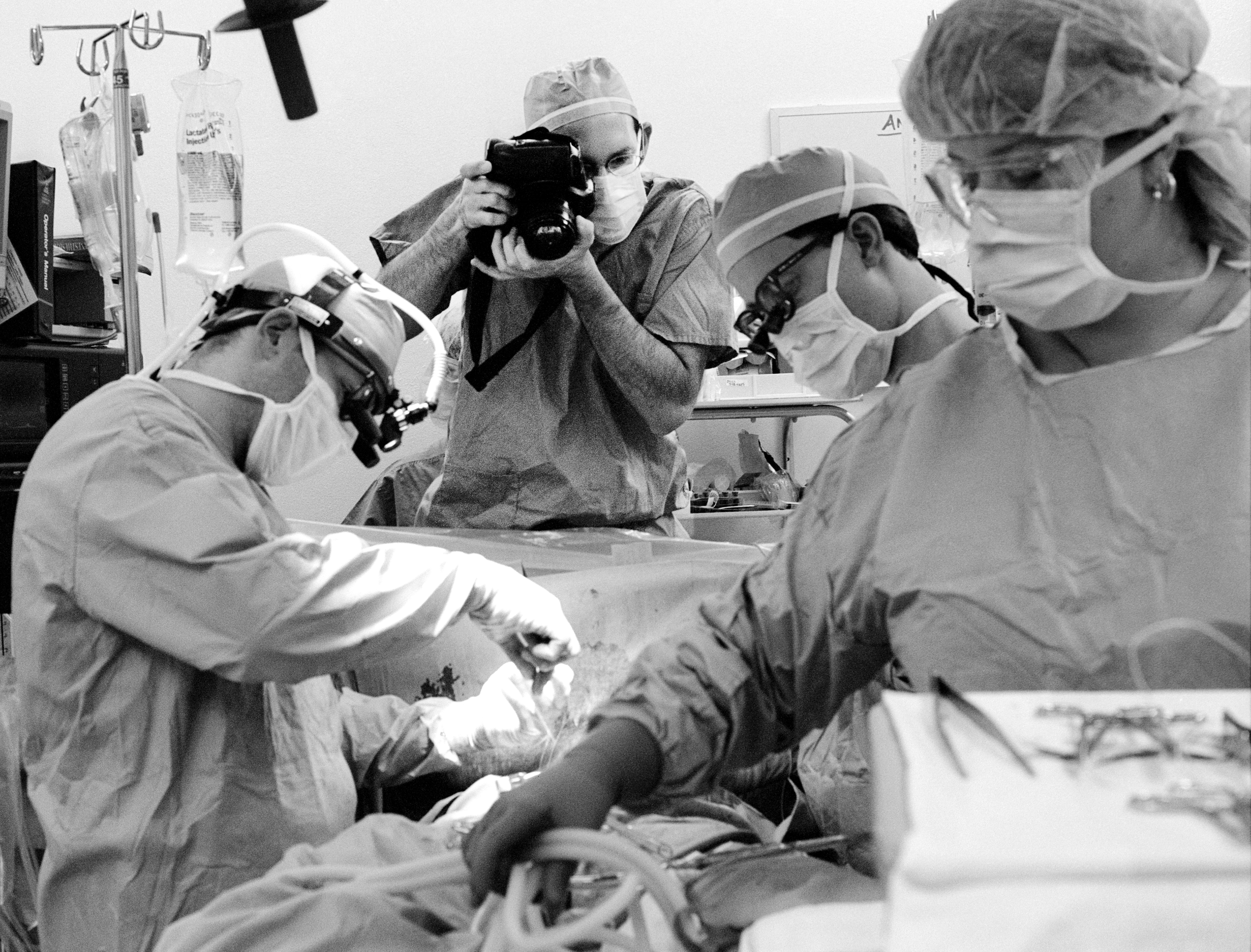 Jeff Luke photographing heart surgery in Boston, MA.