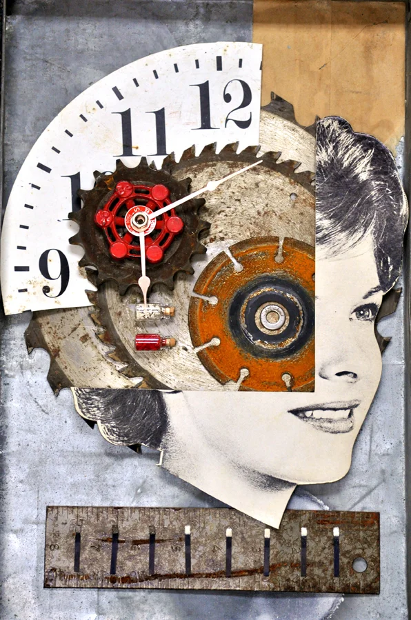 Suzanne Nelson • Face Assemblage , mixed media, $275 / prints $45