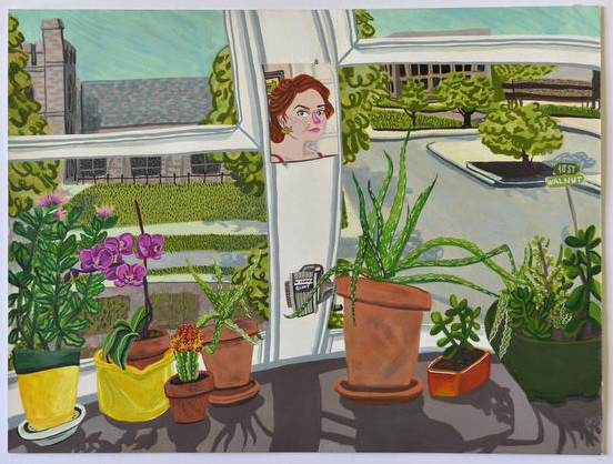 Celina Curry, self portrait with plants.
