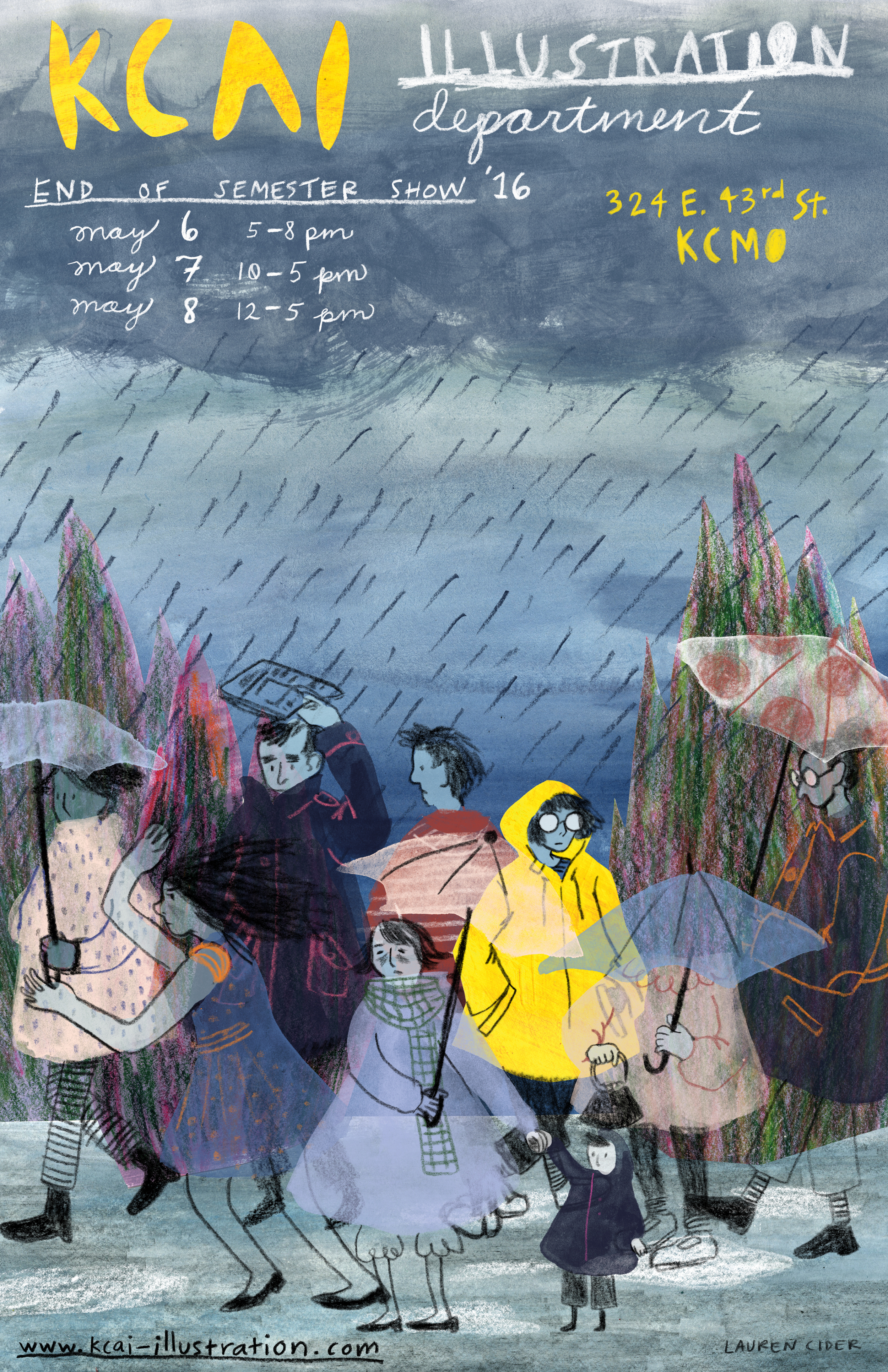 KCAI Illustration 2016 End of Semester Show poster by junior Lauren Sieder