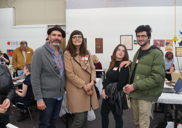 Assistant Professor David Terrill with Illustration alums Sondy Bojanic, Celina Curry and Andy Ozier • December 2016