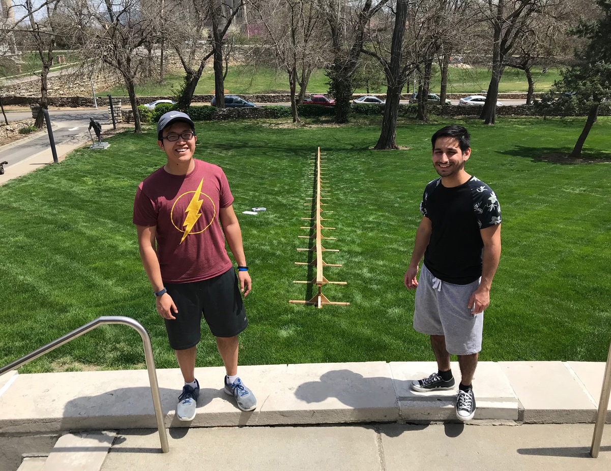 Anh Le (‘20) and Marco Defilio (‘20) helped to set up the rail for the Rail Project • Spring 2018