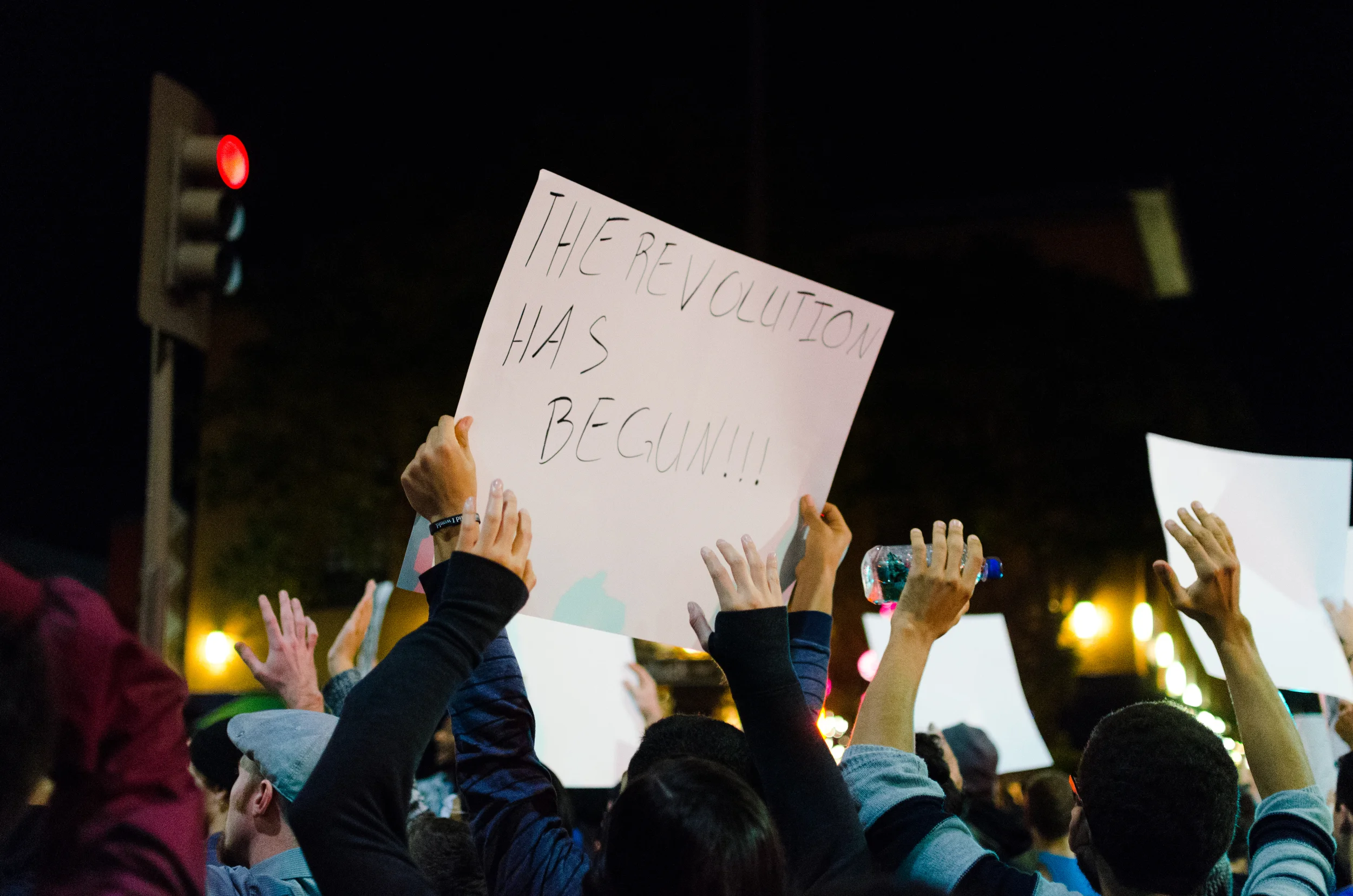 Protesters in front of the Berkeley Police Station on December 8th, 2014 in Berkeley, CA - photo by Kyle Cameron