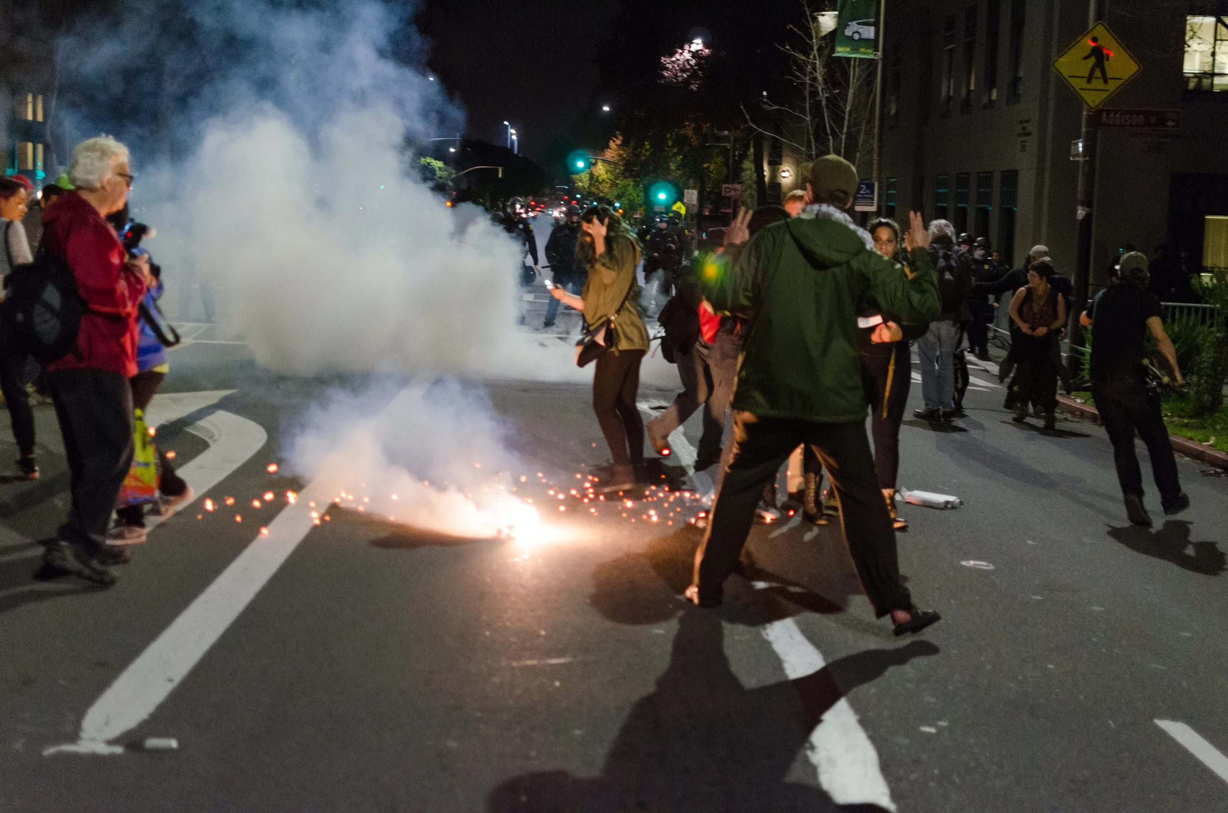 More smoke, gas or just a sparkler to induce panic fired near Police Station on December 6th - photo by Kyle Cameron
