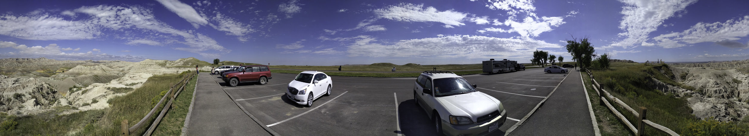 My somewhat trusty and partly broken Subaru. You can also see those vast plains dropping off. 