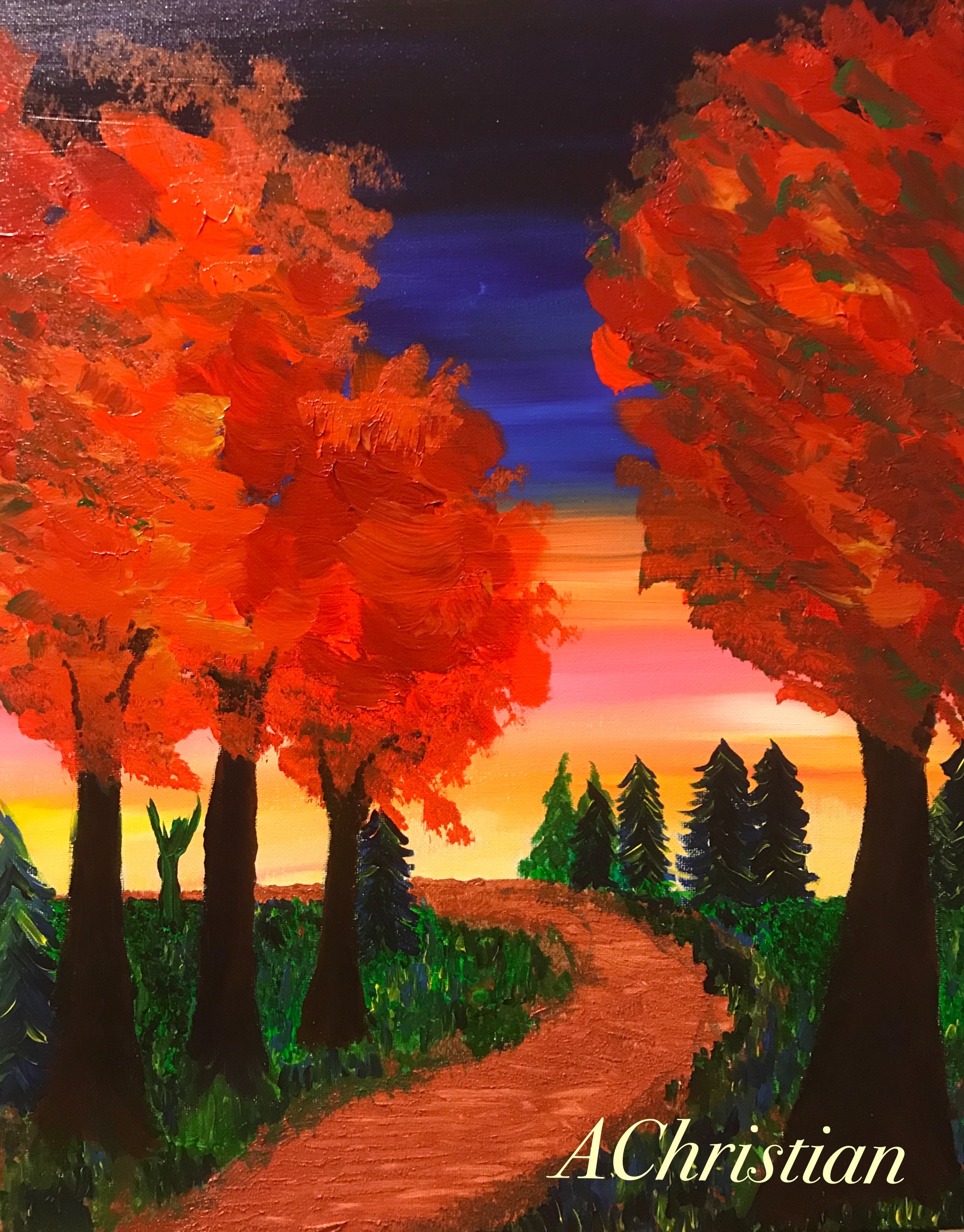 Art At Home: Autumn Pathway - Uncorked Canvas