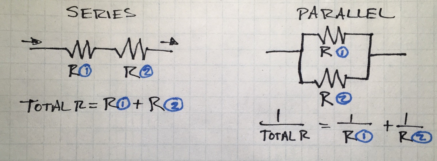 Figure 3-14: Equations for serial and parallel resistance.