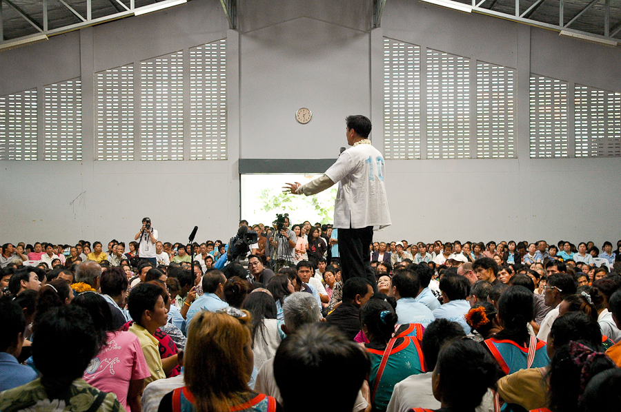  Thai Prime Minister Abhisit Vejjajiva speaks at a campaign stop near Chiang Mai, Thailand. The number 10 on his back refers to the order number in which political parties will appear on the ballot. 