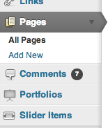 Wordpress wp-admin navigation element