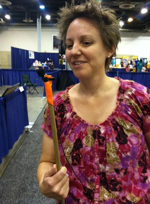 Emily and her "Hillbilly Microphone"