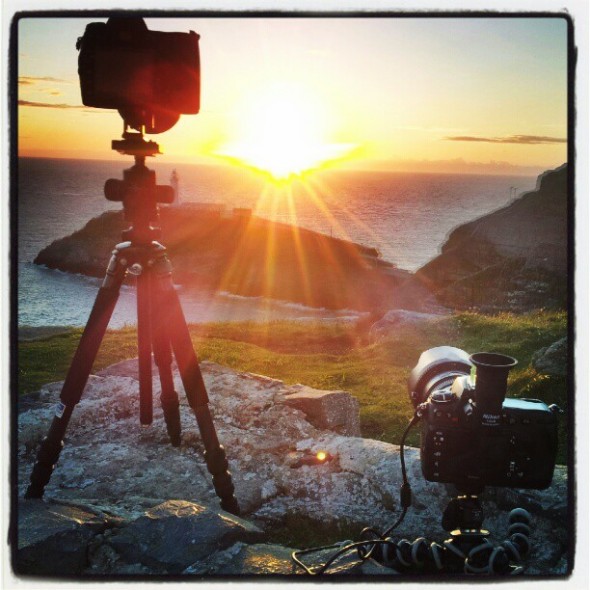 Two bodies set up waiting for sunset, South Stack Lighthouse (Instagram)