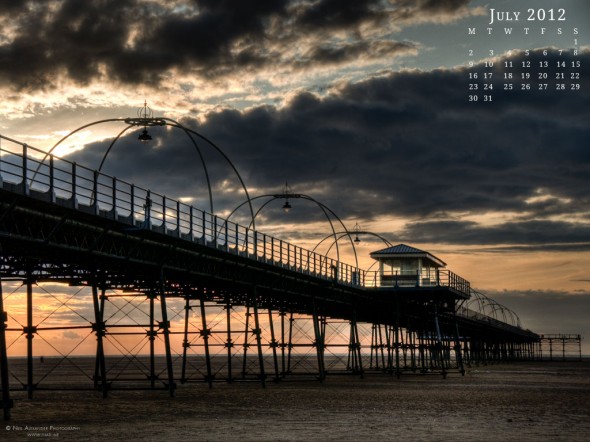 Southport pier, Lancashire at sunset - Desktop Wallpaper for July 2012