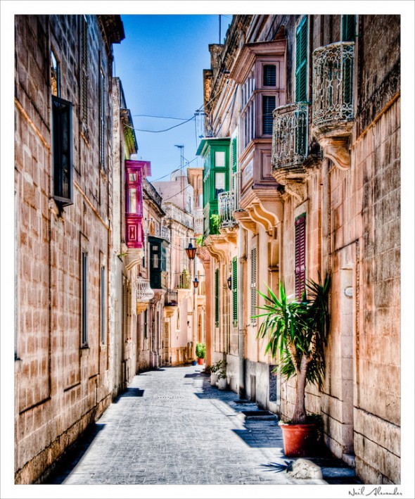 Typical street scene in Victoria on the Island of Gozo, Malta (Click for larger)