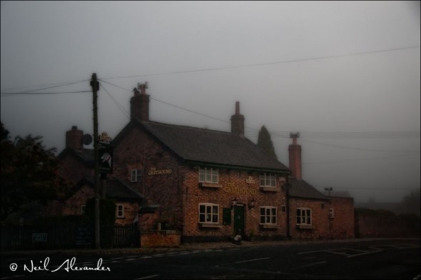 T he Greyhound, Ashley, Cheshire on a misty Autumn morning (Click for larger)