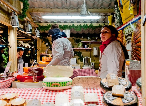 Cheese sellers at the European Christmas Markets, Manchester