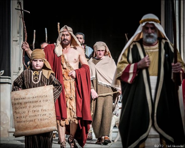 Characters from the Bible as part of the Good Friday parade in Zejtun, Malta