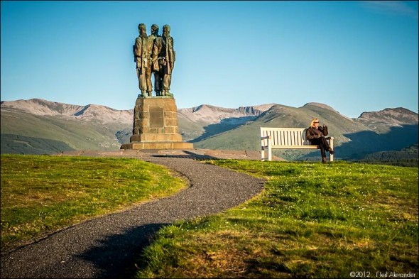 Royal Marines Commando Memorial with Ben Nevis in the background