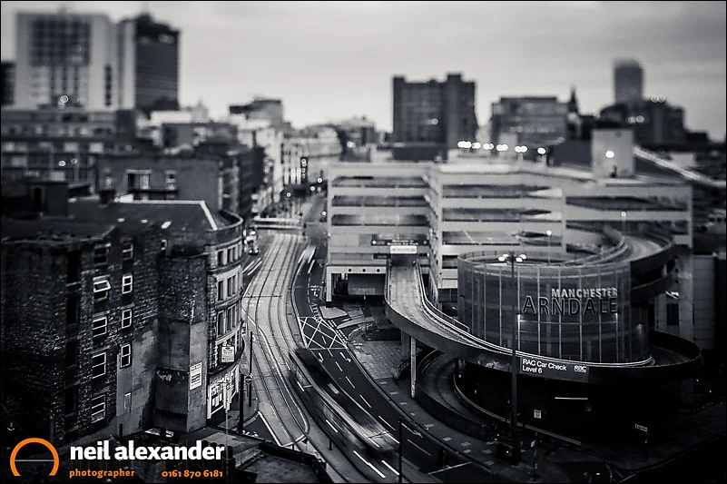 View down Nicholas Croft towards Manchester Arndale