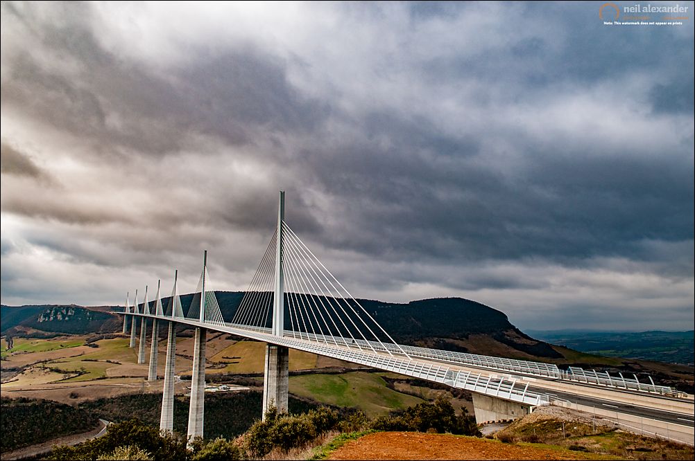 Millau viaduct on a very overcast day
