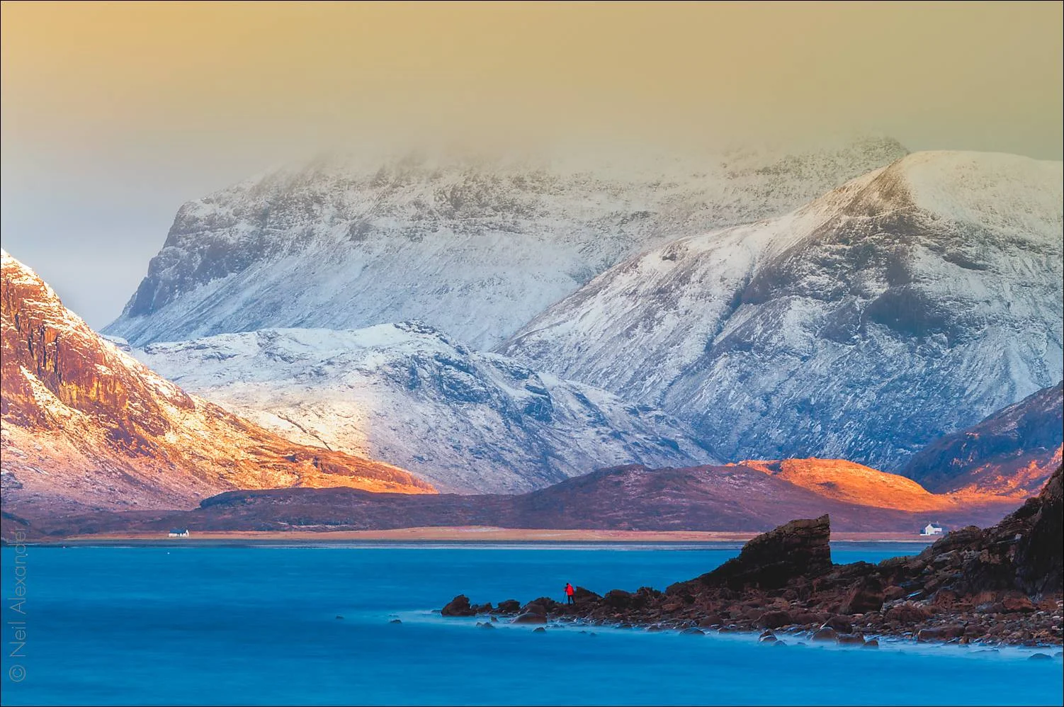 The Cuillin Hills in the mist from the shores of Loch Scavaig, Elgol, Skye