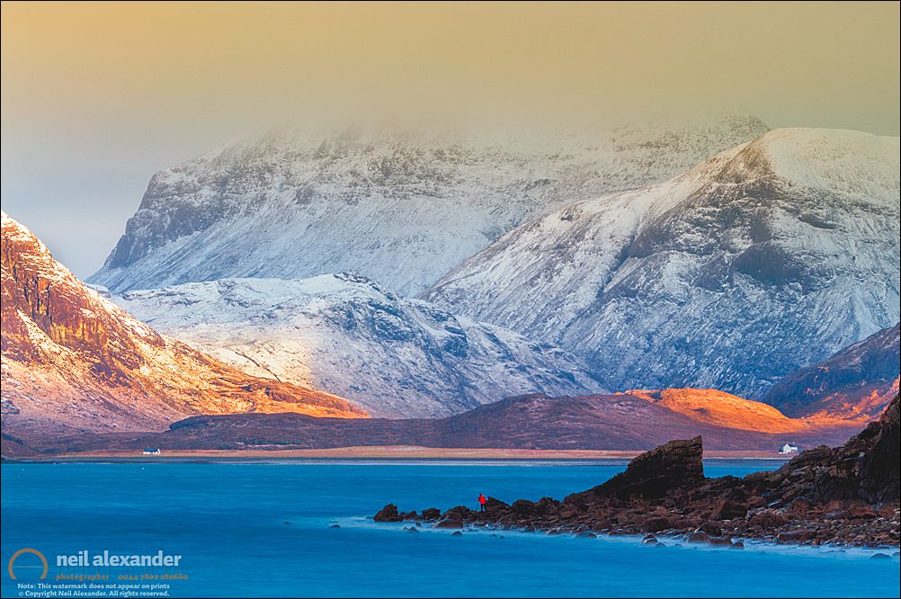 The Cuillin Hills in the mist from the shores of Loch Scavaig, Elgol, Skye