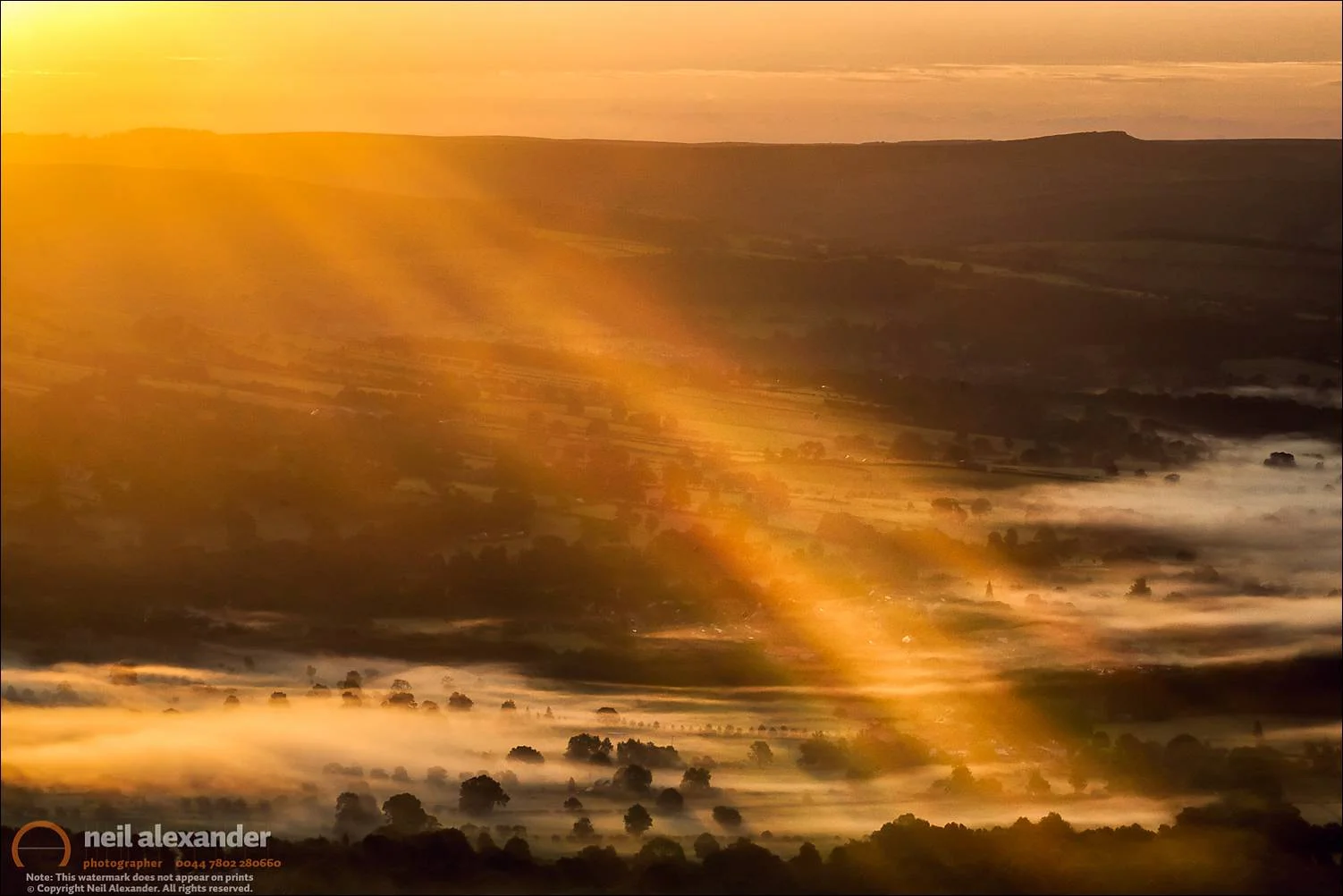 View over the Hope Valley from Mam Tor at dawn